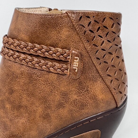 JBU Jambo Design Womens Brown Vegan Leather Laser Cut Side Zip Bootie   Size 11 - Picture 3 of 12